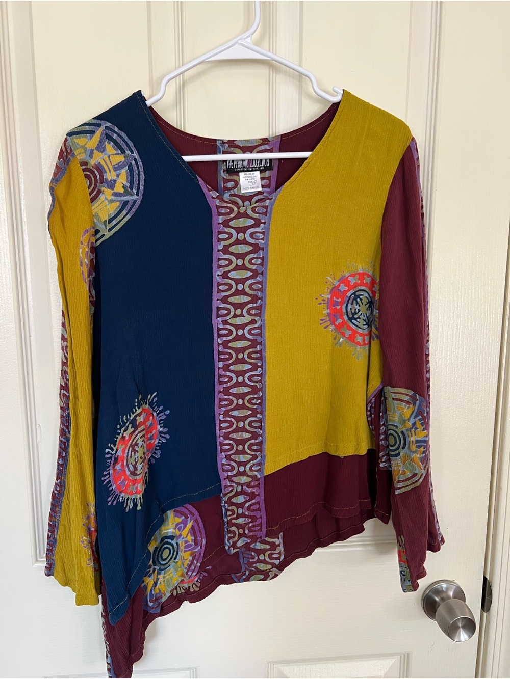 The Pyramid Collection Boho Patchwork Tunic Top Large Asymmetrical Fairycore
